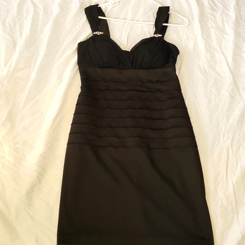 New Year's Eve Nice Event...Beautiful Black Satin Dress Size 12